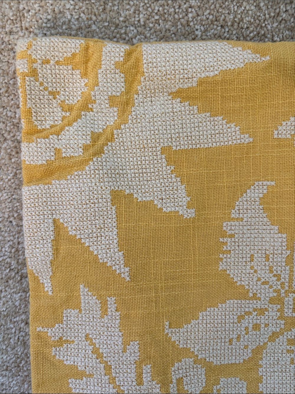Pottery Barn Square Yellow Embroidered Floral Pillow Sham Cover 20” x 20” - Picture 3 of 9